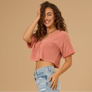 NWT Altar’d State Alessia Ribbed Top In Orange M